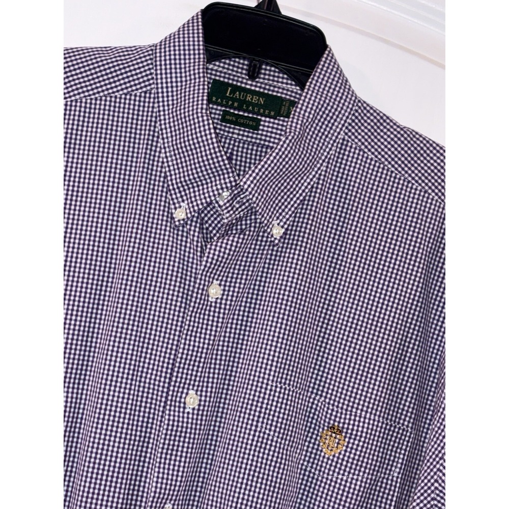 LAUREN Men's XL Gingham Shirt by Ralph Lauren Big Logo Button Down Fast Shipping
